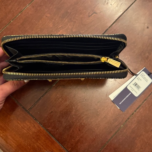 Rebecca Minkoff Metallic Gold and Black Continental Zip Wallet - Picture 4 of 7